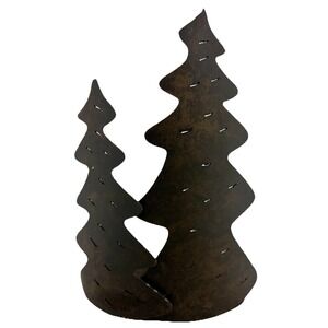 Metal Christmas Tree Candle Holder‎ Rustic Brown Holiday Decor 12" Tall